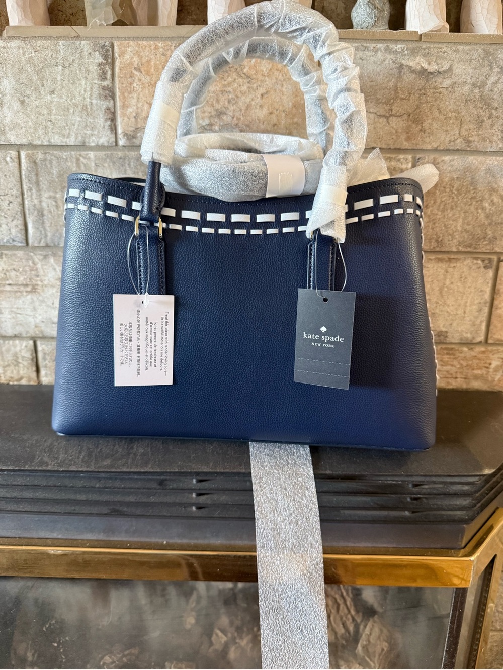 Kate Spade Thompson Street Navy Floral Accent Satchel - Picture 2 of 8